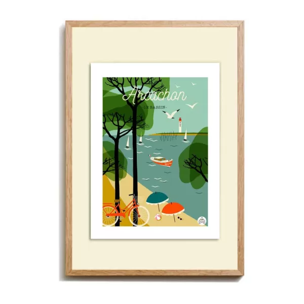 Clearance Les Petits Yéyés Affiche Arcachon Bain De Mer - 30 X 40 Cm