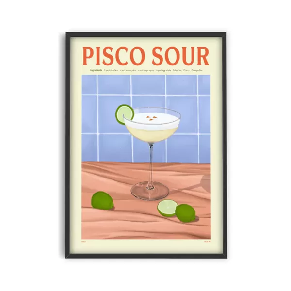 Best PSTR Studio Affiche Cocktail - Elin Pk - Pisco Sour