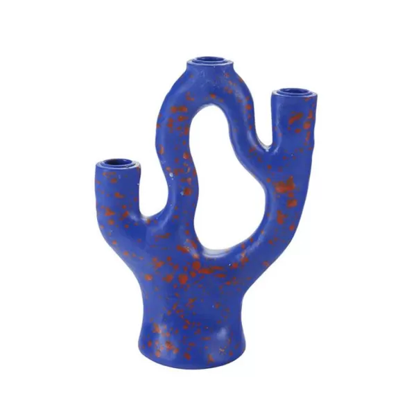 Discount Sélectionné par Fleux Bougeoir Tachete - H 25 Cm - Bleu Fonce