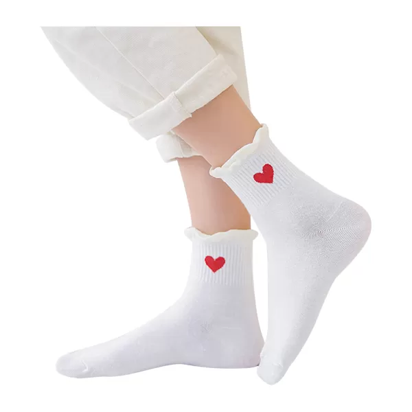 New Tites Chaussettes Chaussettes Dentelle Coeur Long 35/42 - Blanc