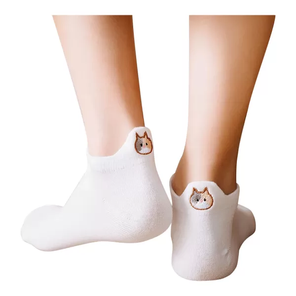 Hot Tites Chaussettes Chaussettes Languette Chat 35/42 - Blanc