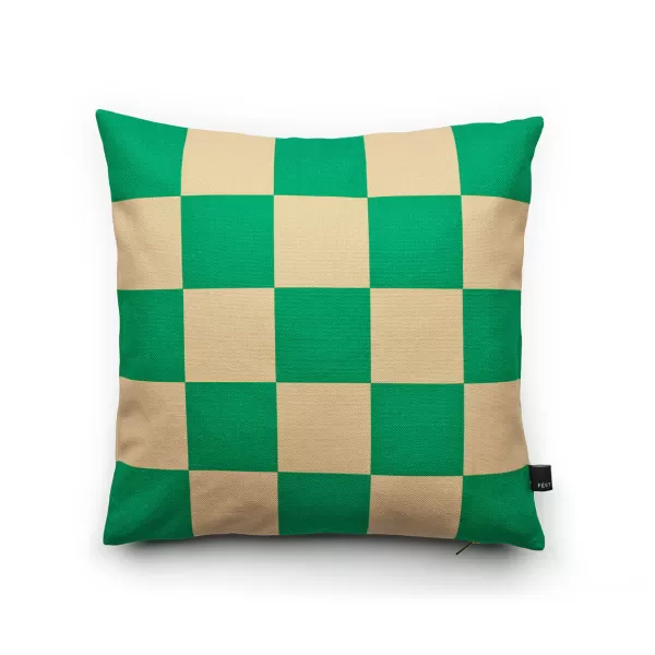 Shop FEST Amsterdam Coussin Checks - 45 X 45 Cm - Vert/Sable