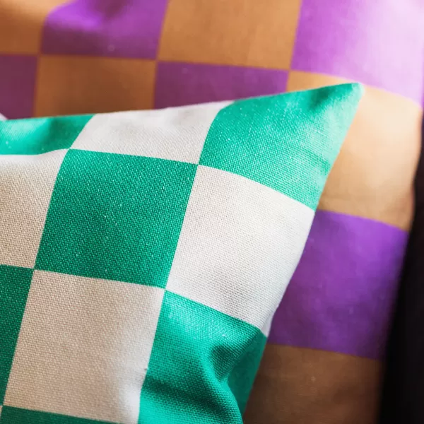 Shop FEST Amsterdam Coussin Checks - 45 X 45 Cm - Vert/Sable