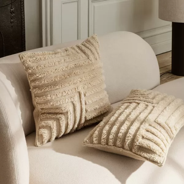 Best Ferm Living Coussin Crease En Laine Plissee - Sable Clair