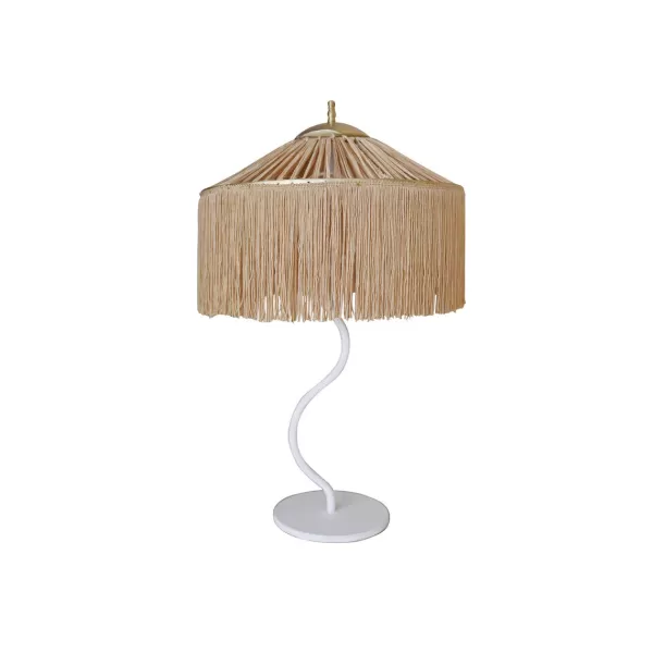 Cheap Honoré Lampe De Table Kaa A Franges Dorees - Blanc