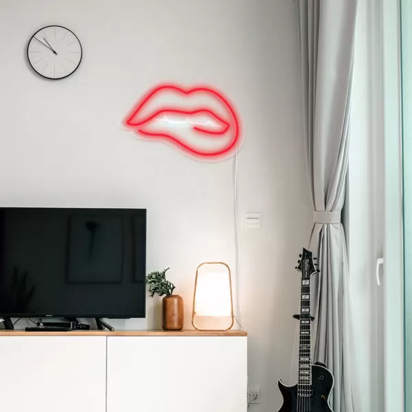 Best Sale Sélectionné par Fleux Lampe Murale Neon Led Bitting Lips - Rouge