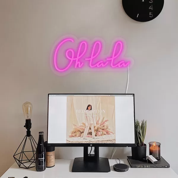 Outlet Sélectionné par Fleux Lampe Murale Neon Led Ohlala - Rose