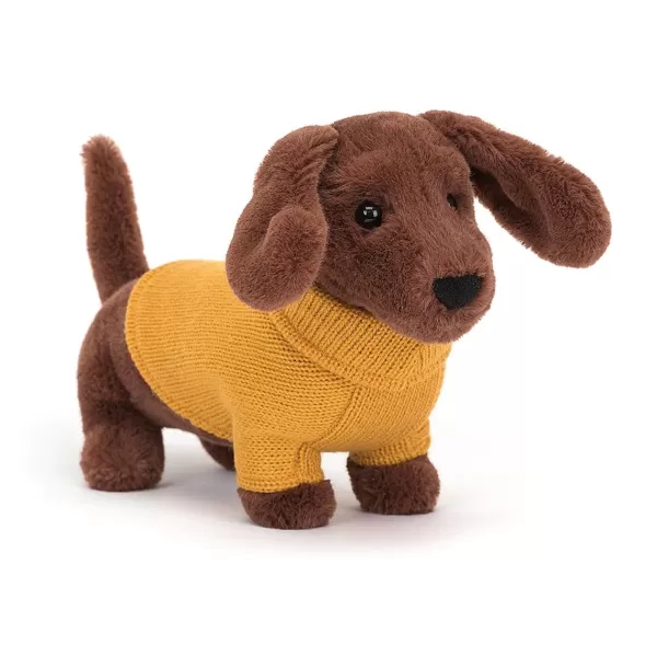 Discount Jellycat Peluche Chien Saucisse Sweater Jaune - H 14 Cm