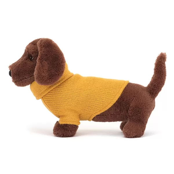 Discount Jellycat Peluche Chien Saucisse Sweater Jaune - H 14 Cm