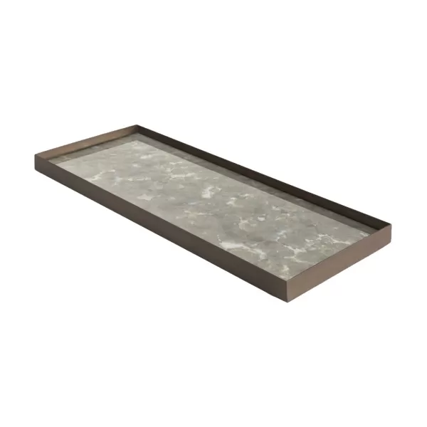 Hot Ethnicraft Plateau En Verre Fossil Organic - Gris