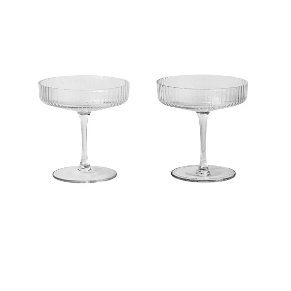 Sale Ferm Living Set De 2 Verres A Champagne Ripple Transparent