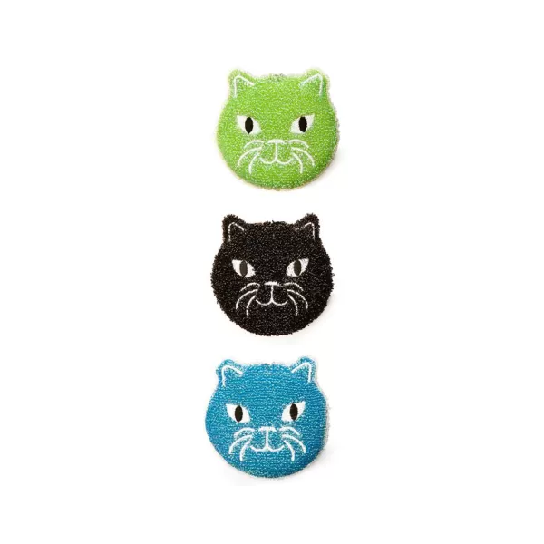 New Sélectionné par Fleux Set De 3 Eponges Grattoirs - Chat