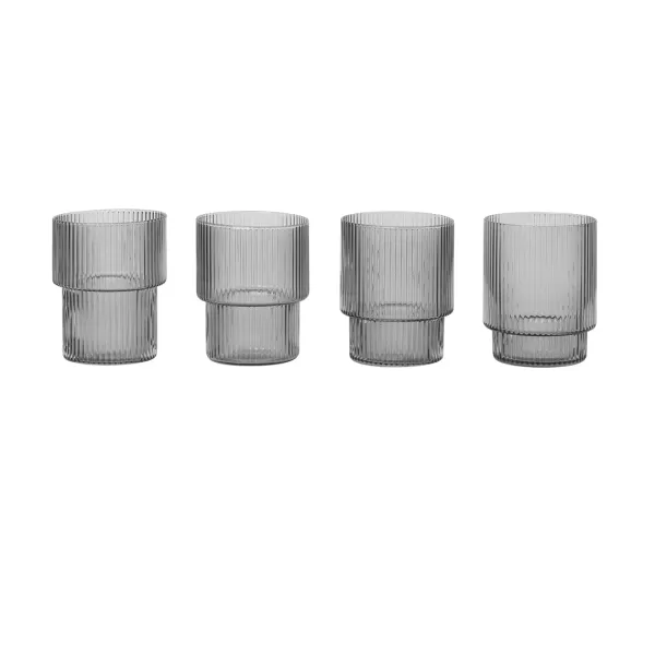 Sale Ferm Living Set De 4 Verres Ripple - Fume Gris