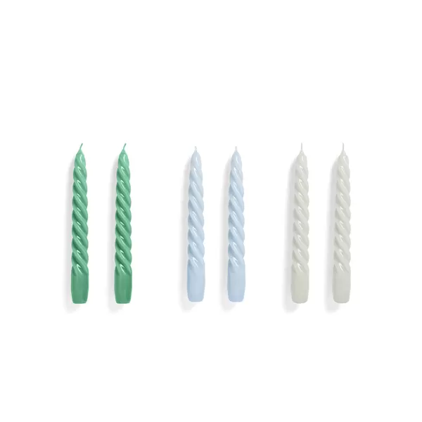 Discount Hay Set De 6 Bougies Twist - Vert/Bleu/Gris