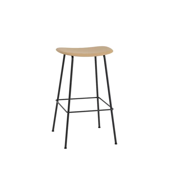 Clearance Muuto Tabouret De Bar Fiber Tabouret Tube Noir + Assise Ocre