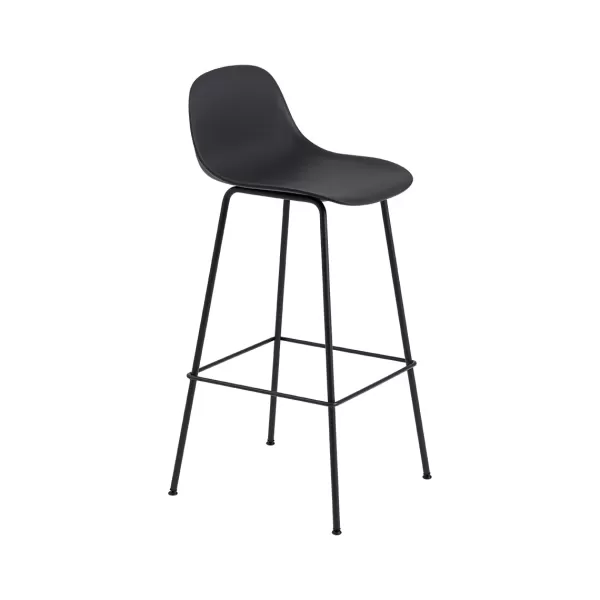 Best Muuto Tabouret De Bar Fiber Tube Noir + Dossier Noir